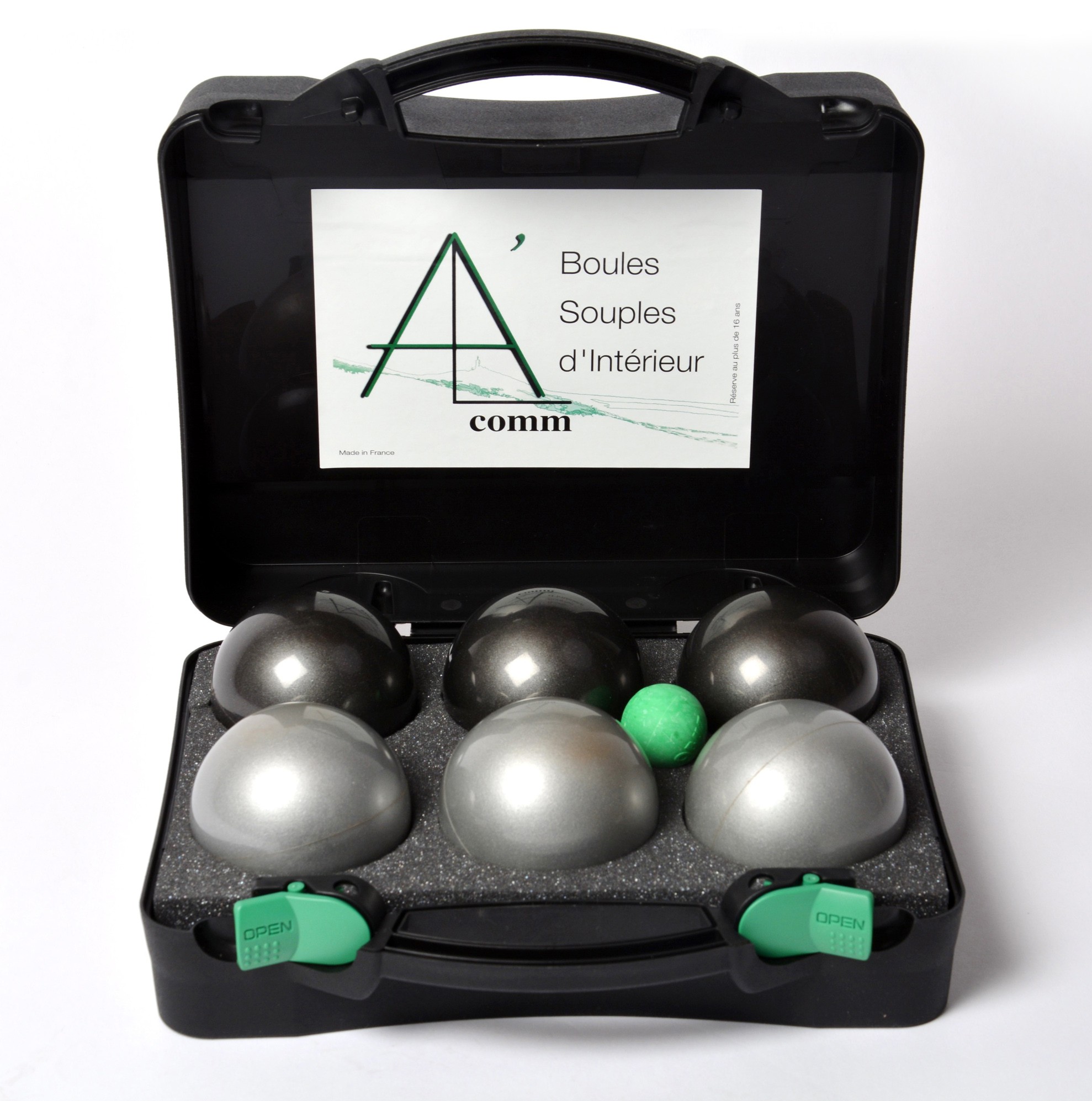 Coffret de 6 boules souples pour surfaces dures indoor ou outdoor