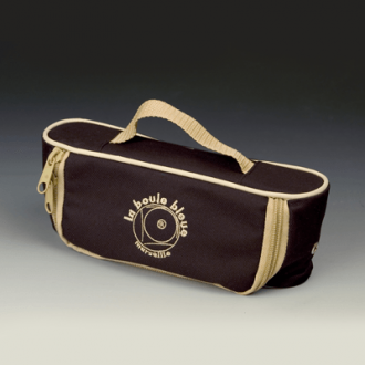 Horizontal Nylon Canvas Boules Bag - Black/Beige